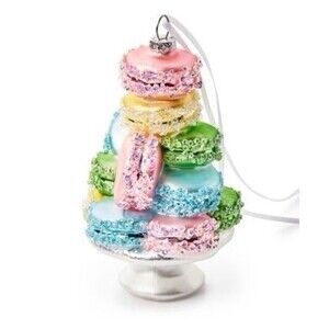 NWT Macy's Holiday Lane Stacked Macaroon Sweet Tooth Molded Blown Glass Ornament